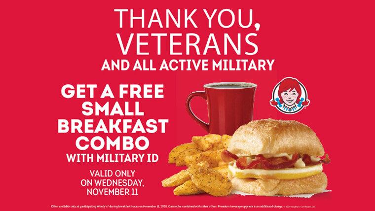 Wendys breakfast veterans day