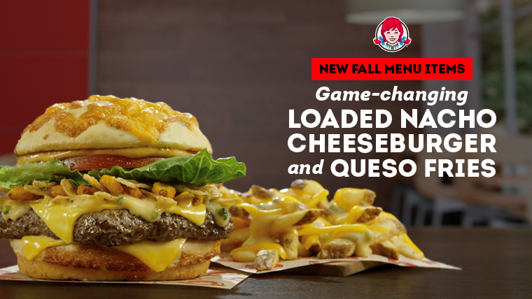 Wendys® Loaded Nacho Cheeseburger And Queso Fries Cheesy Duo 