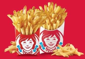 Medium and Large Fry in cartons on red background